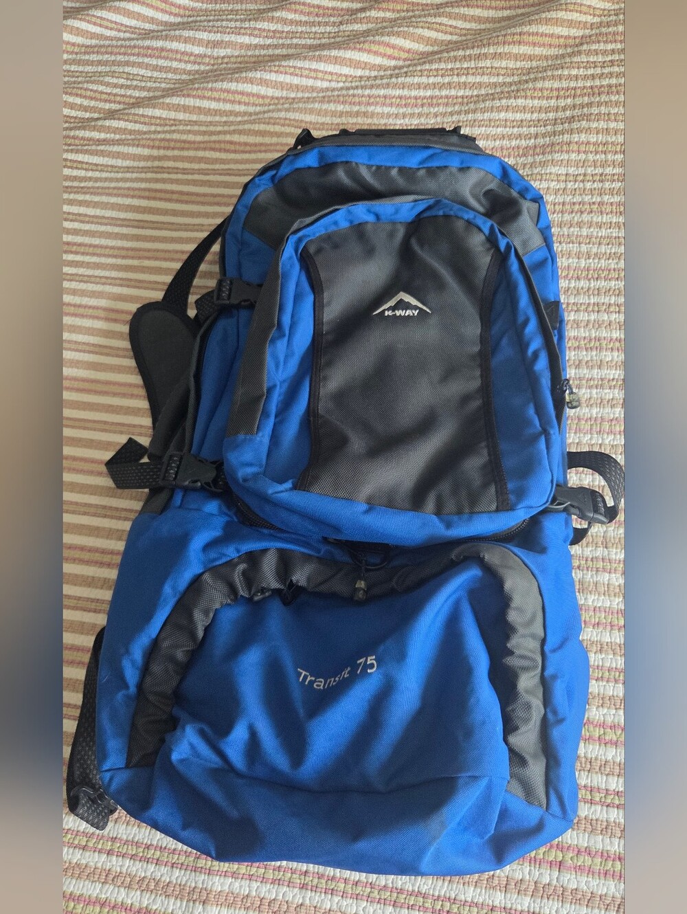 K-Way Blue and Black Transit 75 Men's Backpack